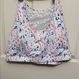 ZYIA White Tank Top with Pink and Blue Accents